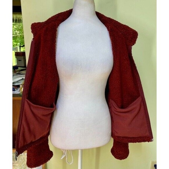 Patagonia Curly-Q Fuzzy Fleece Synchilla Maroon Full Zip Teddy Jacket Size M - Picture 8 of 9